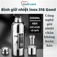 GOOD Thermos Bottle 1500ml to 2 Liters 316 Stainless Steel Thermal Water Bottle Wholesale and Retail
