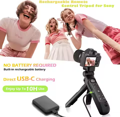 for Sony Vlogging Shooting Grip Tripod, Rechargeable Wireless Camera Remote Control with OLED Screen