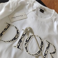 24_DIOR 2024 New Summer Style Classic Embroidered Pin Letters Pure Cotton T-shirt For Men And Women, Loose Large Size Sh