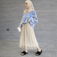 Syahrini Import Cream Glitter Skirt