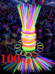 100入組8個顏色混合連接發光手環,適用於發光項鍊,發光頭帶,發光服裝,發光花球,婚禮霓虹燈裝飾,彩色,眼睛焦點,很棒的聚會裝飾,y2k服飾道具,音樂節道具,派對配件