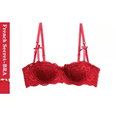 BANERDANNIMAGIC Xmas Red Bra! Slimming Adjustable Demi Cup, Small Bust Gathering Set | Ultra Thin Li