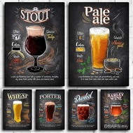 Vintage Stout Barley Dunkel Wheat Beer Canvas Painting Poster Prints HD Pictures for Bar Restaurant 