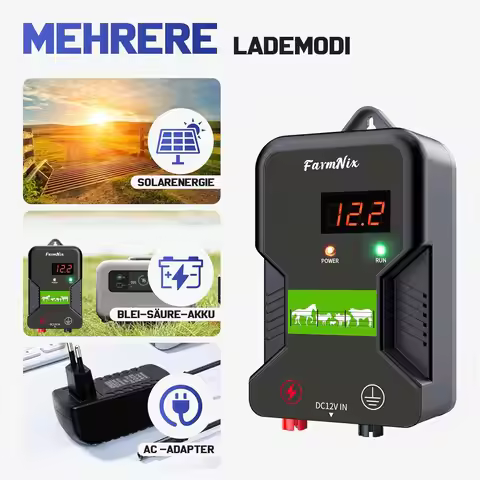 Electric Fence Charger 2 Joules/12kV Electric Fence for Livestock Electric Fence for 9.32 Mile/15KM