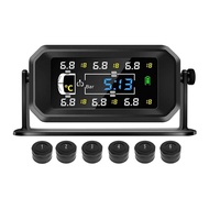 Car RV Truck TPMS 6 Wheels Sensor Solar Tire Pressure Monitoring System Temperature Clock Air Pressu