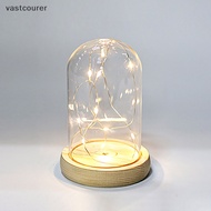 Vast Glass Dome  Base With LED Light Landscape Vase  Cloche Cover DIY  Container Holder Bedroom Decor EN