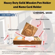 Customize Solid Wood Chengal Pen & Name Card Holder wireless charger Gift Chengal Labubu