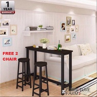 MYCLEANERS69 : CIEL Living Room Tall Simple Desk & 2 x Chair Coffee High Table Long Bar/ bar table/