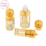 DreamHappy 3/6/15ml Roll On Bottle Glass Container Portable Perfume Bottle Gold Empty Roll-On Bottle