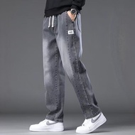 2025 jeans men's loose trendy brand elastic waist2025牛仔裤男士宽松潮牌松紧腰裤子男生潮流百搭休闲直筒长裤ck1014