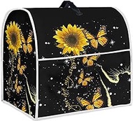 Veniyate Stand Mixer Cover Sunflower Butterfly Cat Print Kitchen Appliance Organizer Bag Cover with Pockets Kitchen Aid Mixer Accessories