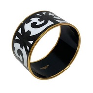 真品 HERMES 愛馬仕 Émaille TGM 手鐲 琺瑯 白色 黑色 日本直送