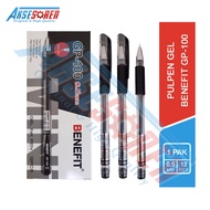 Benefit Gel Pen Accessories [GP-100/ 12Pcs] Ballpoint Pen Colorful Gel Pen School Stationery/