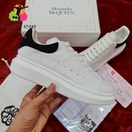 Mcqueen Shoes White Cowhide Black Heel Velvet High Quality Men's and Women's Shoes