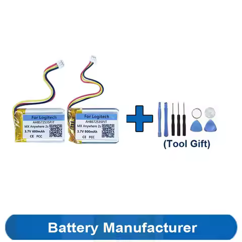 Tools Gift+ 600mAh 800mAh AHB572535PJT Battery For Logitech MX Anywhere 2 2S Gaming Mouse