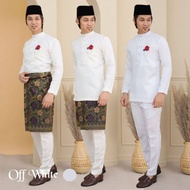 👍🏻[S - 2XL] BAJU MELAYU ALFIRA LELAKI SLIM FIT | BAJU NIKAH LELAKI DEWASA CEKAK MUSANG OFF WHITE PLU