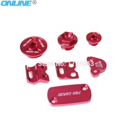 CNC Billet Part Pack Brake Reservoir Cover + Brake Hose Clamp+ Engine Plugs+engine oil cover for CRF