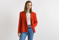 CERRUTI 1881 羊毛長袖紅色中長款鈕釦西裝外套 M 碼 7090