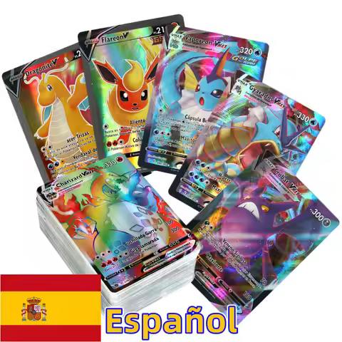 100Pcs All Shiny Spanish Pokémon cards Rare Vmax TAG TEAM V Energy Card Collectible Card pokemon Tra