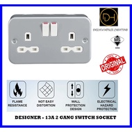 [SIRIM] 13A 2 Gang Switch Socket Outlet 3 Pin UK Plug Metal Box Trailing Sockets Adaptor Suis Soket 
