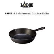 L5SK3 - Lodge Classic Seasoned Cast Iron Skillet (8"/20.32cm), Made in Tennessee, USA