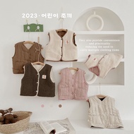 Children Autumn Winter Lamb Wool Thermal Vest Boys Girls Baby Both Sides Can Wear Cotton Vest Outerwear