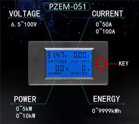 PZEM-051 DC Digital Multifunction Voltmeter Ammeter 6.5-100V 4 IN1 Car Voltage Tester Amp Watt Kwh M