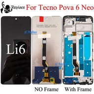 สีดำ6.78นิ้วสำหรับ Tecno Pova 6 Neo Li6จอแสดงผล LCD Touch Screen Digitizer สมัชชาเปลี่ยน/มีกรอบ