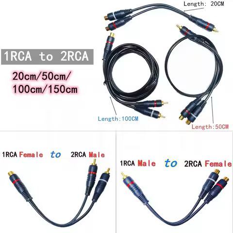 1 RCA Male to 2 RCA Female 1RCA Female To 2RCA Male Splitter Cable Audio Splitter Distributor Conver