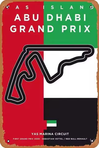 muecddoa Metal Signs - My F1 Racetrack Posters My F1 YAS Marina Race - Metal Poster.