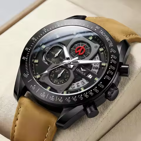 2026 New ONOLA Racing Chronometer Watch Large Dial Speedometer Multi functional Quartz Watch Waterpr