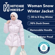 Hitchie A132-26-1715 Korean Woman Hooded Belted Puffer Winter Down Jacket Parka Baju Sejuk Tebal Per