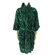 狀況極佳 △me ISSEY MIYAKE MIYAKE 21AW MI14FT761 棉質連身裙，帶腰帶，全身印花，天鵝絨點綴，高領，七分袖，綠色，日本製造，正品，女款。