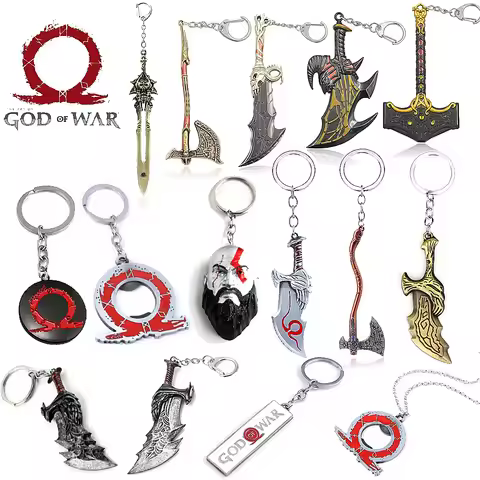 God of War Ragnarok Keychain Kratos Leviathan Axe Blades of Chaos Key Chain Weapon Pendant Keyring G