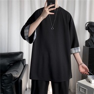 [M-8XL]Plus Size T Shirt Short Sleeve for Men Three-quarters Sleeve Oversize Retro T-shirt