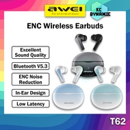 Awei T62 ENC Wireless Earbuds Sport Earbuds Earphone Headphone Awei Bluetooth Earbuds