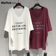Taiwan Shipping Heping Extra Large Size 150kg European Goods Pure Cotton V-Neck Short Sleeve T-Shirt
