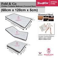 Sunpillo 2-in-1 Foldable Baby Mattress (Fibre) + Fitted Bedsheet (60cm x 120cm)
