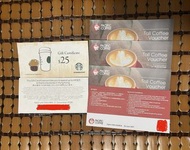 Pacific Coffee Tall size標準裝飲品 其樂冰 咖啡,31/12/2028星巴克Starbucks $25 x 2張現金券禮品卡