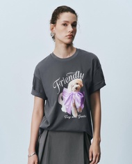 URBAN REVIVO - Áo thun nữ cổ tròn tay ngắn in họa tiết UYU450140-B5A