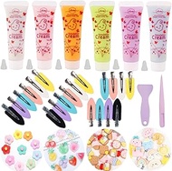 Taginke 6 Colors (15ml Each) Cream Glue Set DIY Hairpin Kit, 6 Pcs Decoden Cream with 20 Pcs Hairpin
