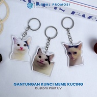 GANTUNGAN Custom Acrylic Keychain Cat Meme Keychain Cute Photo Meme Keychain UV Print