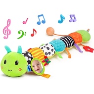 Baby Sensory Toy 0-6 Month Music Animal Stuffed Plush Caterpillar Toy for Infant 0-3-6-12 Month Old 
