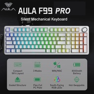 AULA F99 Pro Wireless Silent Mechanical Keyboard Three Mode Hot-Swappable Custom RGB Backlit Translu