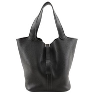 【日本直送】愛馬仕 HERMES Picotin Lock MM 手提包 Taurillon Clemence 牛皮 黑色 女仕【二手】