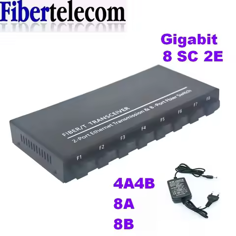 Gigabit Fiber Optical Switch 8 SC 2 1000M RJ45 Gigabit Ethernet Switch Media Converter 12V1.5A