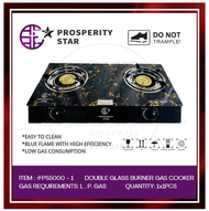 HOMEGOODS [1PC] High Quality Dual Burner Glass Stove Gas Cooker / No Need for Matches or Batteries f