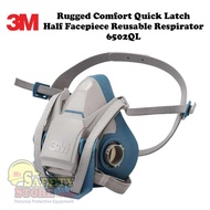 3M Rugged Comfort Quick Latch Half Facepiece Reusable Respirator 6502QL Medium