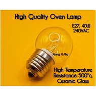 💥Mentol Oven 💥 High Temperature Resistance 500°c, Oven Light Bulb, E27, 40Watt Power, Ceramic Glass,