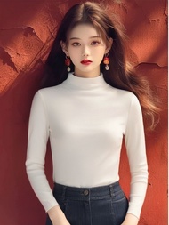 Unique ฤดูใบไม้ร่วง New Style หลวม พรางหุ่น สีดำ สีขาว ลายสก็อต สไตล์เกาหลี เสื้อเชิ้ตแขนยาว Regular